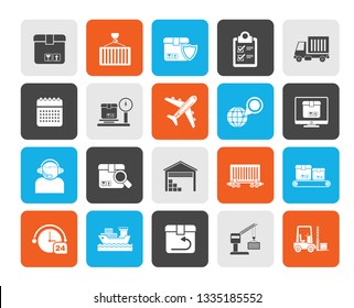 Logistics, delivery, transportation and cargo icons -vector icon set