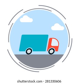 Logistics, delivery, transportation concept. Flat design style vector illustration.