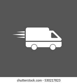 Logistics delivery truck in movement Icon, Vector