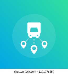 Logistics, delivery van, truck vector icon