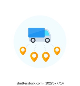 Logistics, delivery van vector icon, flat style