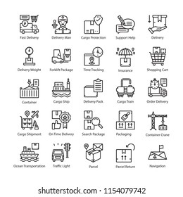 
Iconos vectoriales de entrega de logística
