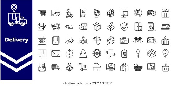 Logistics and delivery vector icons set