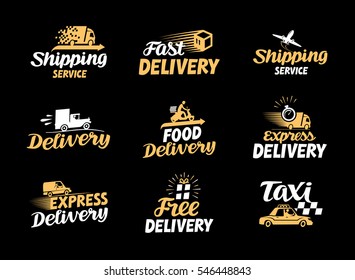 Logistics and delivery vector icons set. International shipment symbol