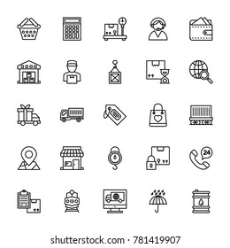 Logistics Delivery Vector Line Icons 2