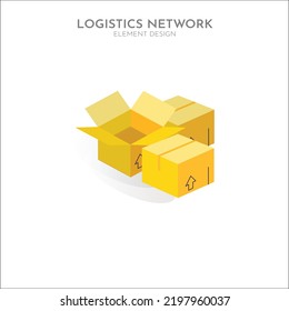 logistics design elements modern 3d carton boxes sketch