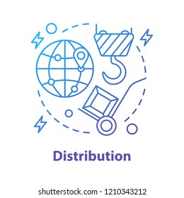 Logistics and distribution concept icon. Delivery service idea thin line illustration. Shipment. Products transportation. Vector isolated outline drawing