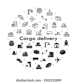 Logistics and distribution icon set. Contains such Icons as Warehouse, Worldwide Shipping, Courier service, Express Delivery and more. For mobile application, web design