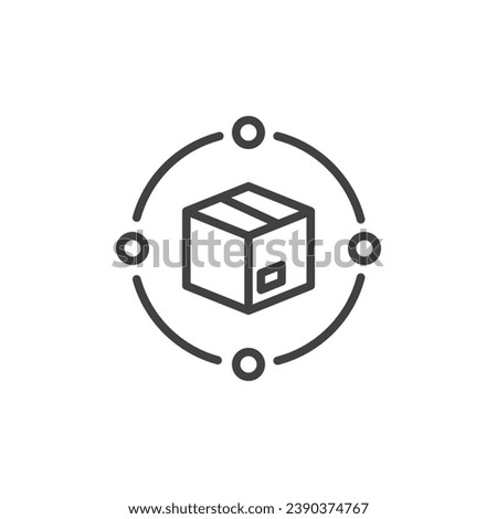 Logistics distribution line icon. Cargo delivery box linear style sign for mobile concept and web design. Supply Chain outline vector icon. Symbol, logo illustration. Vector graphics