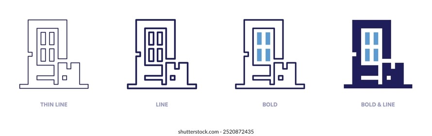 Logistics door delivery icon in 4 different styles. Thin Line, Line, Bold, and Bold Line. Duotone style. Editable stroke.