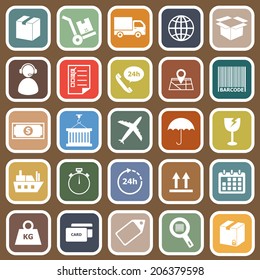 Logistics falt icons on brown background, stock vector