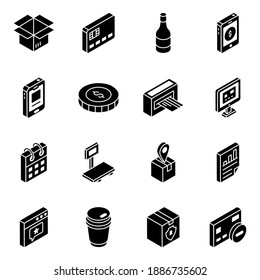 
Logistics and Finance Solid Isometric Icons Pack 