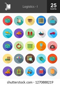 Logistics Flat Long Shadow Icons