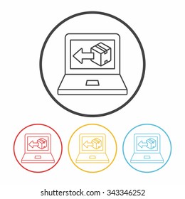 logistics freight computer line icon