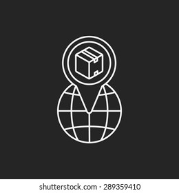 logistics freight map line icon