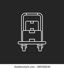 logistics freight trolley line icon
