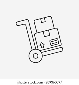 logistics freight trolley line icon