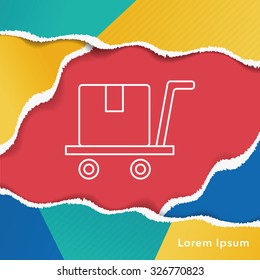 logistics freight trolley line icon