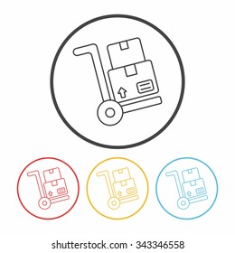 logistics freight trolley line icon