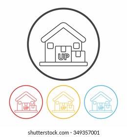 logistics freight warehouse line icon