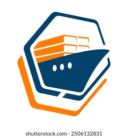 Logistics freighter Shipping Cargo Ship logo design vector illustration