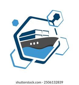 Logistics freighter Shipping Cargo Ship logo design vector illustration