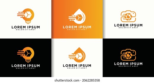 Logotipo de entrega de artículos logísticos, ideas logísticas, gota logística, película logística. icono de entrega