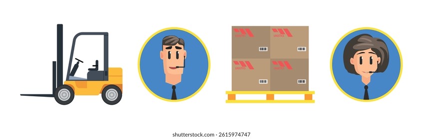 Logistics and Goods Delivery and Transport Vector Set