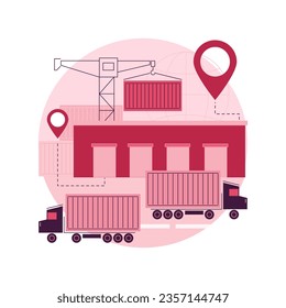 Logistics hub abstract concept vector illustration. Global logistics center, commercial warehouse, distribution hub, supply chain management, transportation cost optimization abstract metaphor.