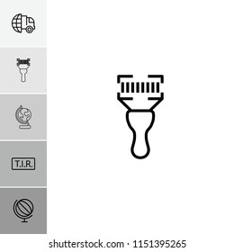 Logistics icon. collection of 6 logistics outline icons such as international delivery, globe, bar code scanner. editable logistics icons for web and mobile.