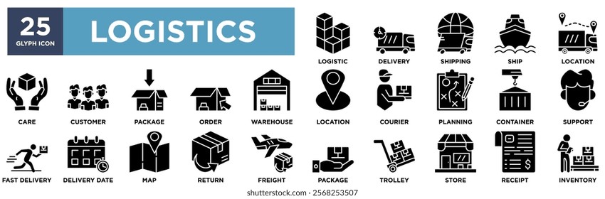 Logistics icon Collection Set. Containing design logistic,delivery,shipping,ship,location