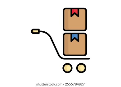 Logistics icon. colored outline icon style. cart with product. icon related to procurement. procurement management elements vector illustration