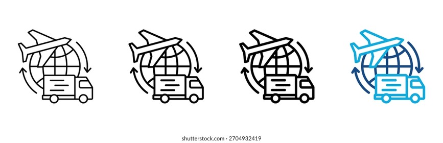 Ícone Logístico Estilo Diferente Estrutura de Tópicos Conjunto de Coleções Ilustração de Vetor

