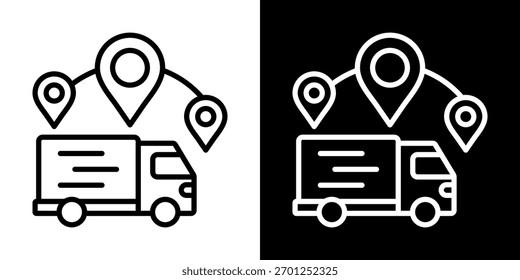 Icono de logística de la línea de Ilustración vectorial de estilo blanco y negro
