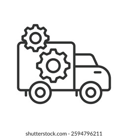 Logistics, icon in line design. Logistics, supply chain, transportation, delivery, warehouse, shipping, cargo on white background vector. Logistics, editable stroke icon