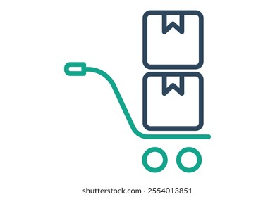 Logistics icon. line icon style. cart with product. icon related to procurement. procurement management elements vector illustration