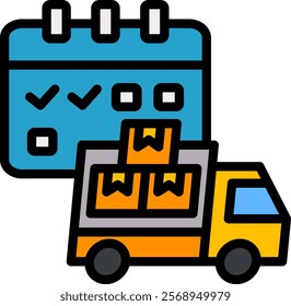 Logistics Icon Lineal Color Vector Illustration