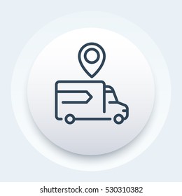 Logistics icon in linear style, delivery, van, transportation