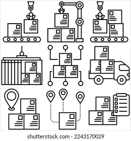 Logistics icon outline style part two
