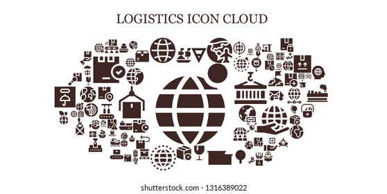 logistics icon set. 93 filled logistics icons.  Simple modern icons about  - Earth globe, Ship, Conveyor, Worldwide, Earth, Planet earth, Fragile, Warehouse, Package, World, Globe