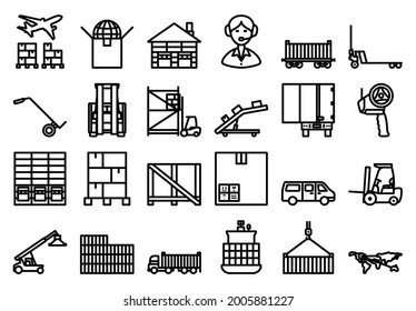 Logistics Icon Set. Bold outline design with editable stroke width. Vector Illustration.