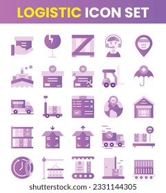 Logistics icon set. Containing distribution, shipping, transportation, delivery, cargo, freight, route planning, supply chain, export and import icons. by rasamastudio