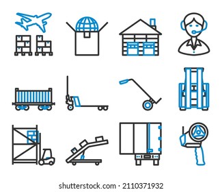 Logistics Icon Set. Editable Bold Outline With Color Fill Design. Vector Illustration.