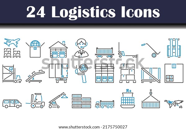 Logistics Icon Set. Editable Bold Outline
With Color Fill Design. Vector
Illustration.