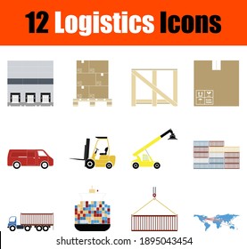 Logistics Icon Set. Flat Design. Fully editable vector illustration. Text expanded.