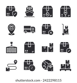 Icono de logística aislado en blanco