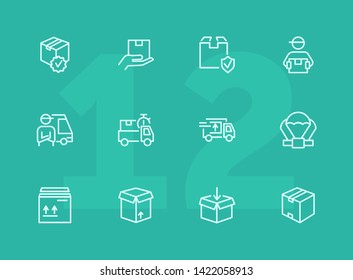 Logistics icon. Set of line icons on white background. Package, express delivery, courier. Delivery concept. Vector illustration can be used for topics like service, freight, business