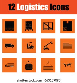 Logistics icon set. Orange design. Vector illustration.