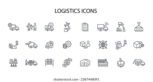 Logistics icon set.vector.Editable stroke.linear style sign for use web design,logo.Symbol illustration.