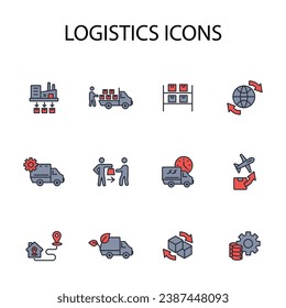Logistics icon set.vector.Editable stroke.linear style sign for use web design,logo.Symbol illustration.